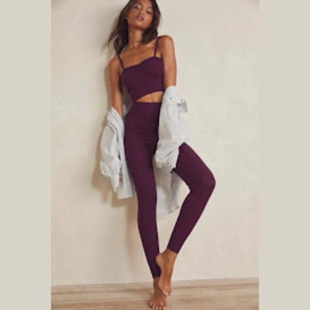 Free People Women's Morning Light Sleeveless Loungewear Set Wine Purple Size XS